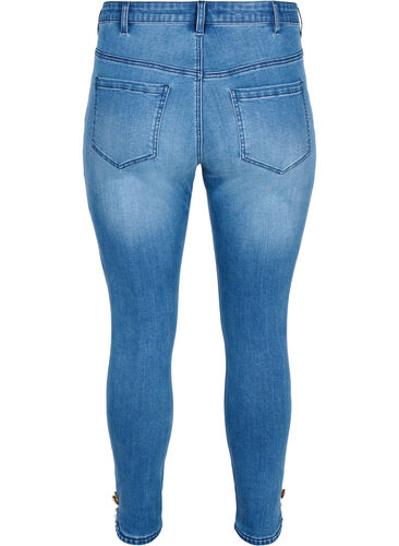 Cropped Amy jeans med perler, Blue denim, Packshot image number 1