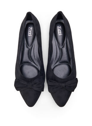 Zizzi Wide fit - Ballerinapumps med sløyfe, Svart, Packshot image number 2