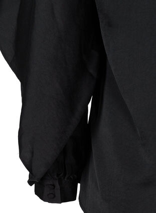 Langermet bluse med rund hals, Black, Packshot image number 3