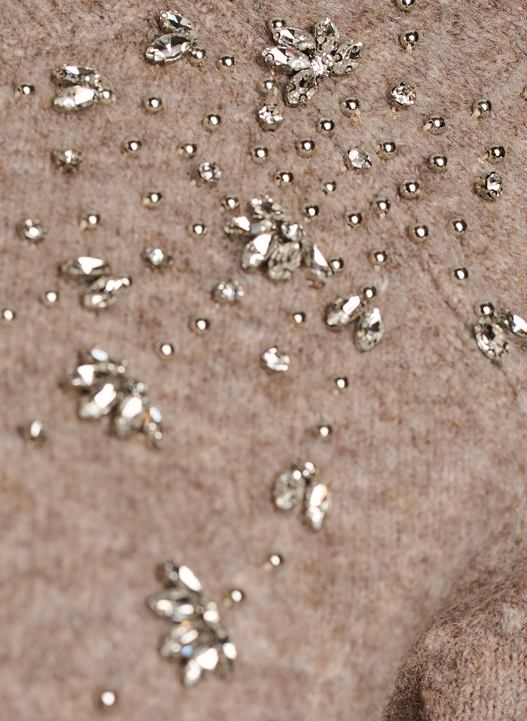 ZizziStrikkebluse med rhinesteiner og nagler, Beige, Packshot image number 2