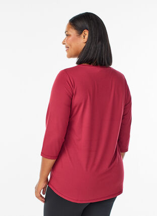 Zizzi Treningsbluse med 3/4-ermer, Rød, Model image number 2