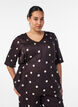 Polkadot viskosebluse med V-hals og knytelukking, Brun, Model image number 0