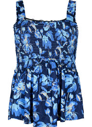 Ammevennlig topp med smock, Blue Flower Print