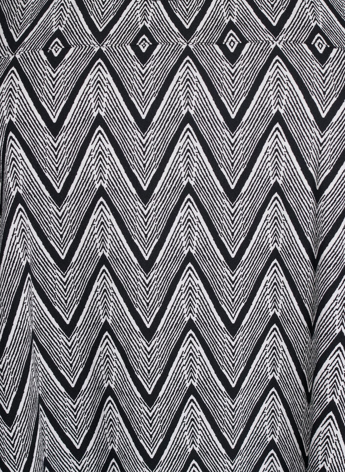 Kortermet bomullskjole med trykt m&oslash;nster, Svart, Packshot image number 2