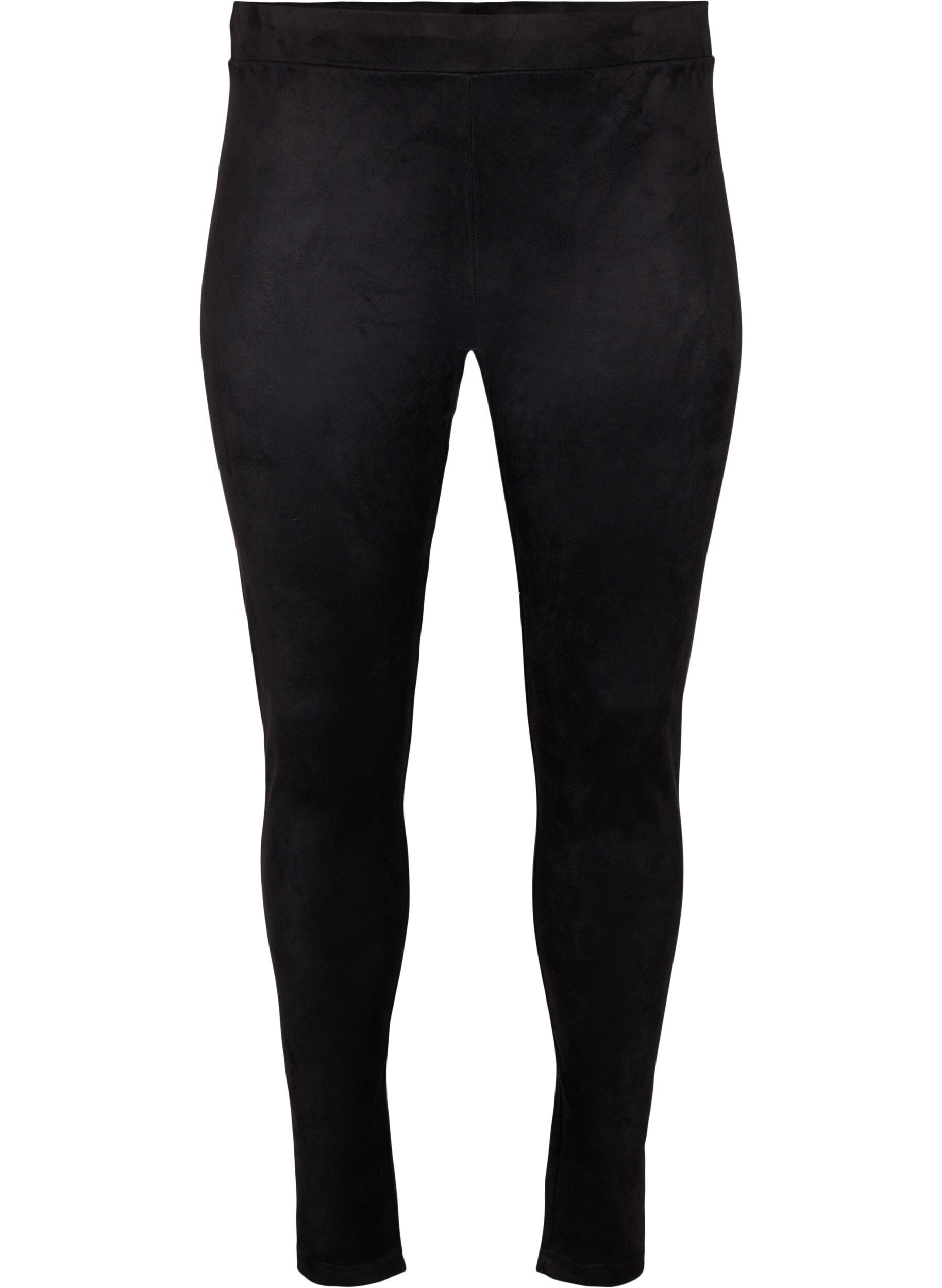 ZizziTights i imitert semsket skinn, Black, Packshot image number 0