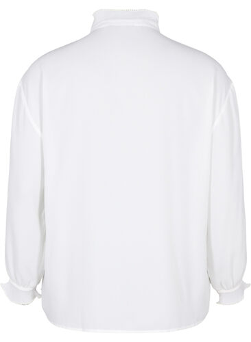 Skjortebluse med volangdetaljer, Bright White, Packshot image number 1