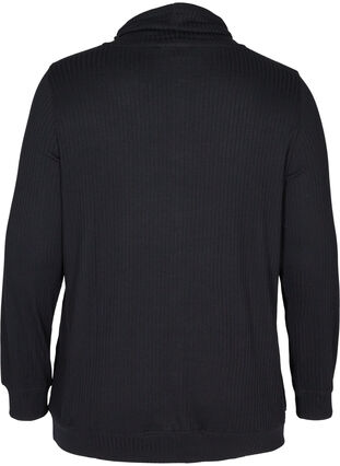 Langermet genser med høy hals og snøre, Black, Packshot image number 1
