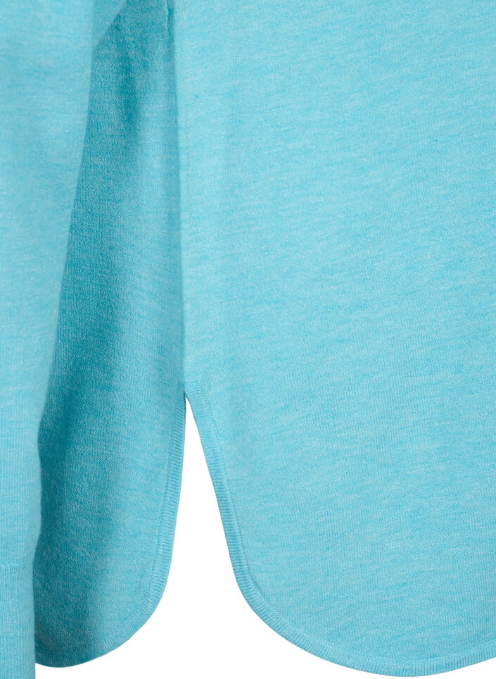Strikket bluse med Raglan-ermer, Blue Curacao Mel., Packshot image number 3