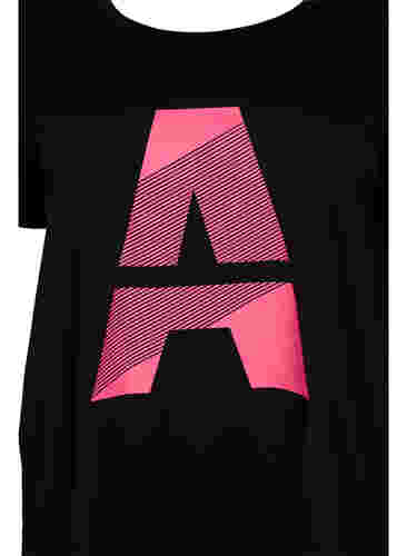 T-skjorte til trening med trykk, Black w. Pink A, Packshot image number 2