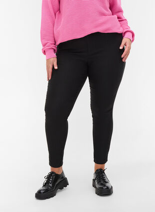 Zizzi Cropped tights med en lett shine, Black, Model image number 2