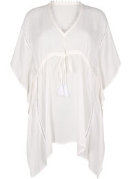 Strandponcho med knytebelte, White