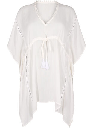 Zizzi Strandponcho med knytebelte, Hvit, Packshot image number 0