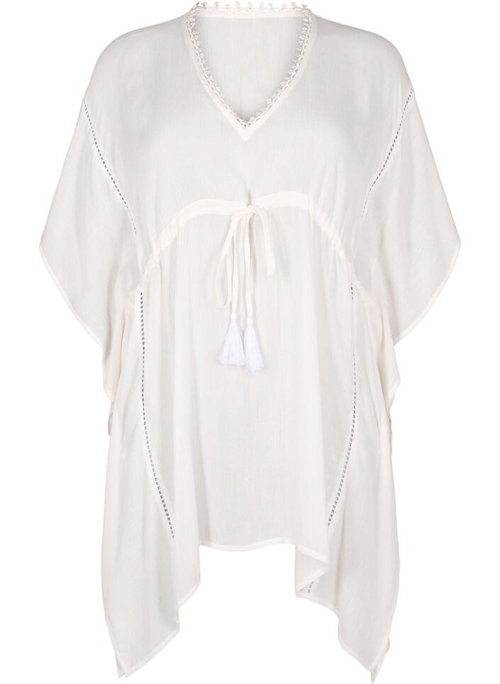 Strandponcho med knytebelte, Hvit, Packshot image number 0