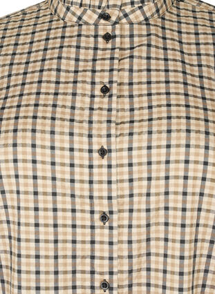 Rutete skjortebluse med volanger, Brown Check, Packshot image number 2