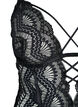 Bodystocking med blonder og snorer, Black, Packshot image number 2