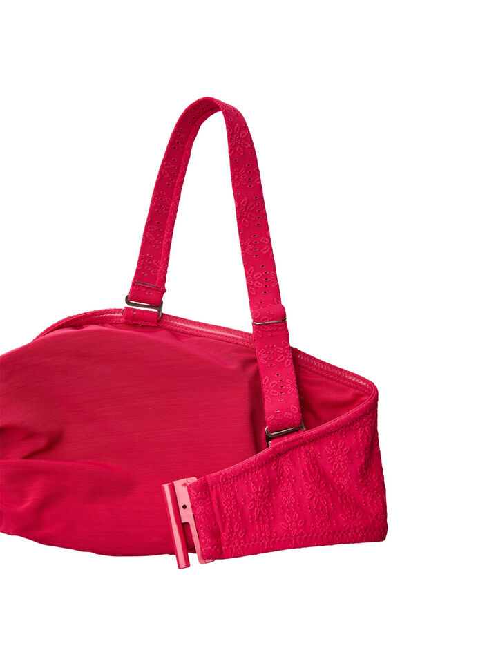 Bandeau bikinitopp med teksturert m&oslash;nster og avtakbare stropper, Rosa, Packshot image number 3