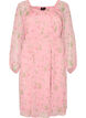 Chiffon festkjole med lange ermer, Rosa, Packshot image number 0