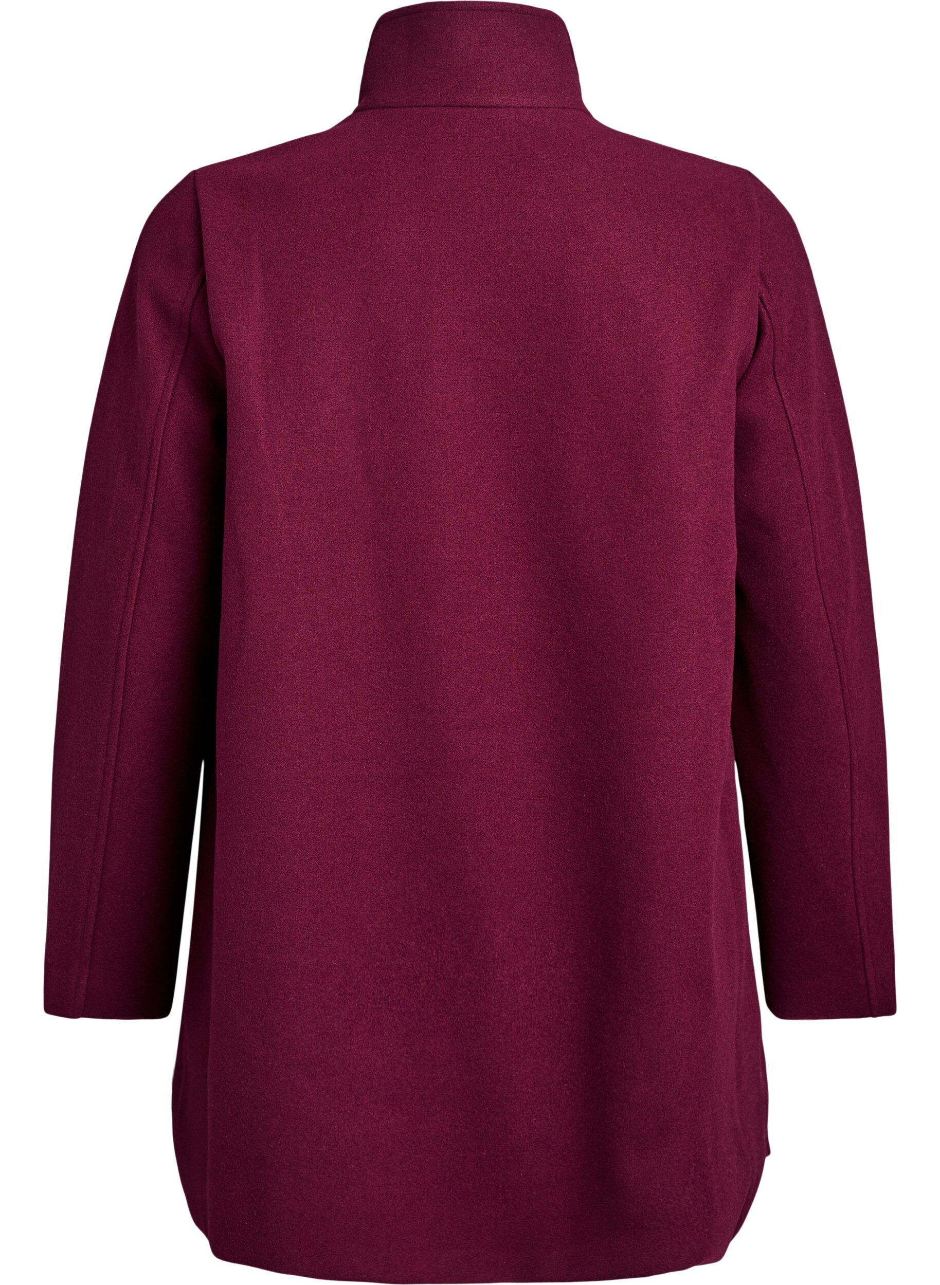 ZizziKort k&aring;pe med A-linjesnitt, M&oslash;rk Bordeaux, Packshot image number 1