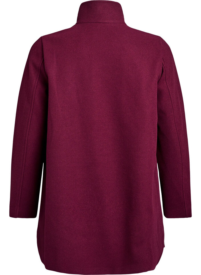 Kort k&aring;pe med A-linjesnitt, M&oslash;rk Bordeaux, Packshot image number 1