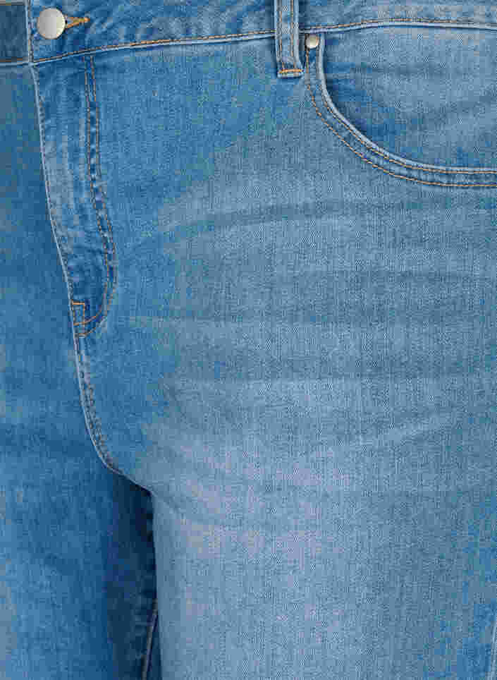 Cropped jeans med kontrast, Blue denim, Packshot image number 2