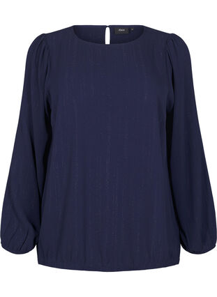Zizzi Bluse med sølvglitter, Blå, Packshot image number 0