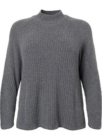 Genser med turtleneck og ribbestrikket struktur	