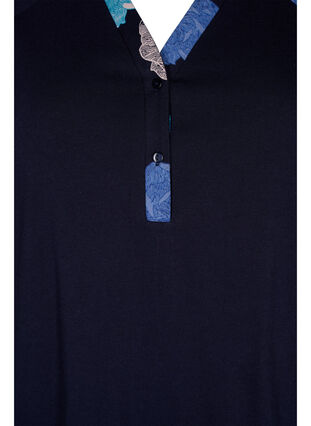 Kortermet nattkjole i bomull med mønster, Blue Flower, Packshot image number 2
