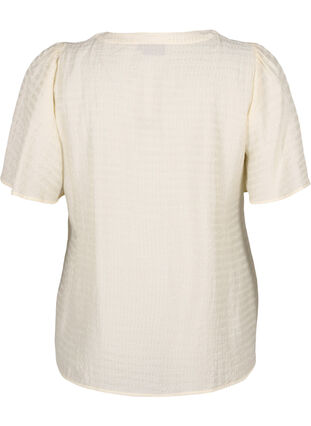 Strukturmønstret skjortebluse i lyocell, Antique White, Packshot image number 1
