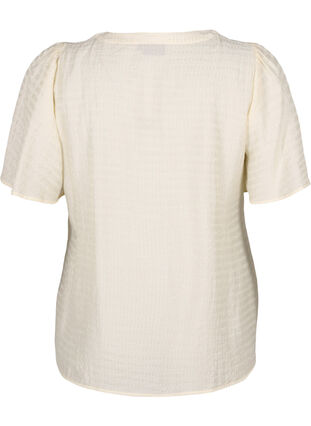 Zizzi Strukturmønstret skjortebluse i lyocell, Antique White, Packshot image number 1
