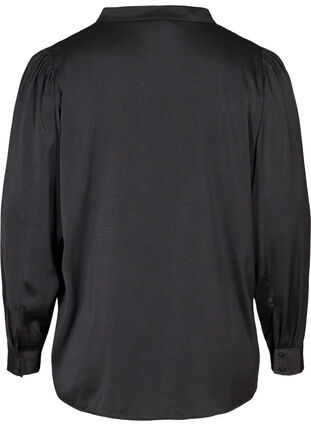 Langermet bluse med knytedetalj, Black, Packshot image number 1