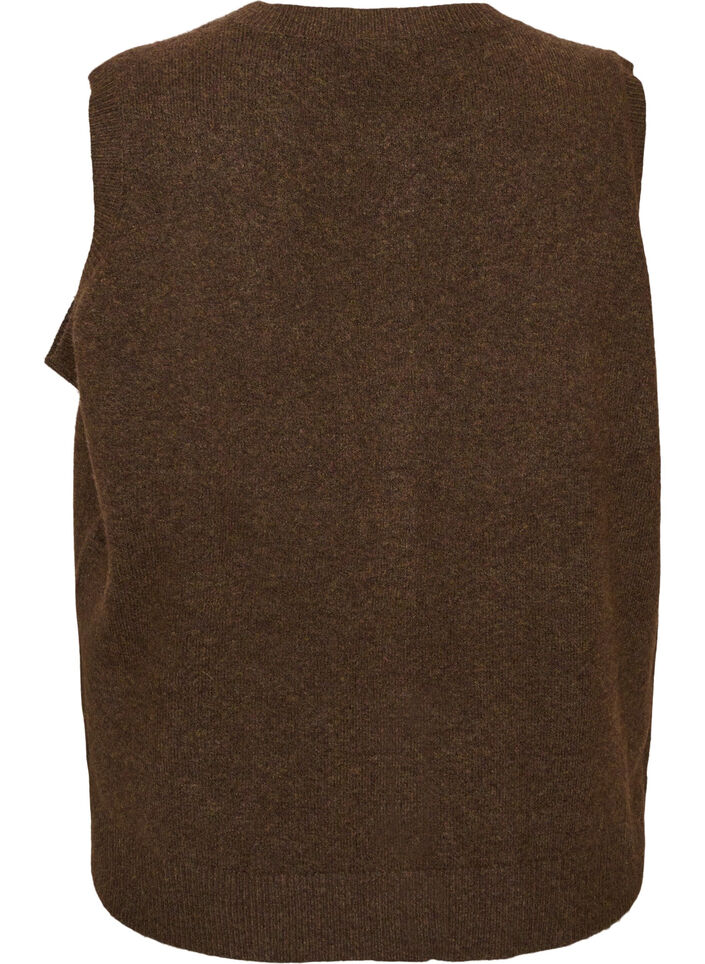 Strikket vest med dekorative knapper, Brun, Packshot image number 1