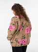 Blomstret fleecejakke med h&oslash;y hals og glidel&aring;s, Beige, Model image number 2