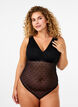 Bodystocking med prikkete netting og avtagbare puter, Black, Model image number 3