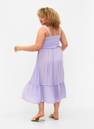 Midikjole i viskose med smock, Lavender, Model image number 1