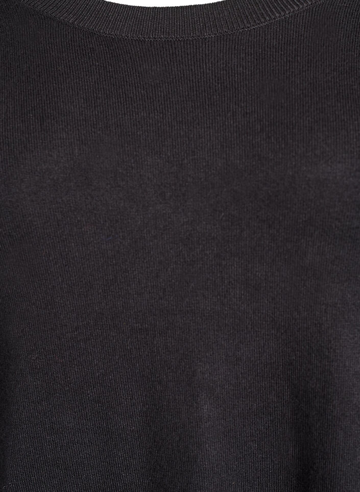 Strikkebluse med knapper i sidene, Svart, Packshot image number 2