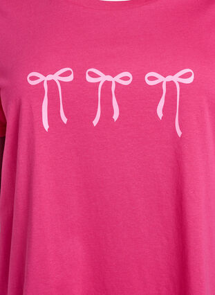 Zizzi Bomulls-t-skjorte med motiv, Raspberry w. Bows, Packshot image number 2