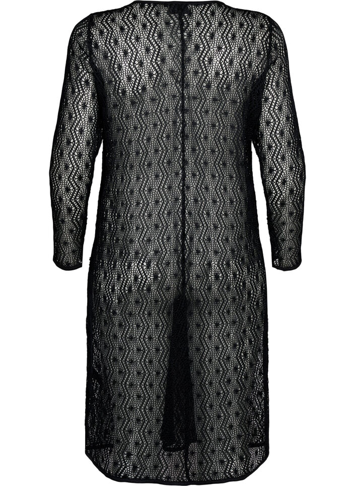 Heklet kjole med lange ermer, Black, Packshot image number 1