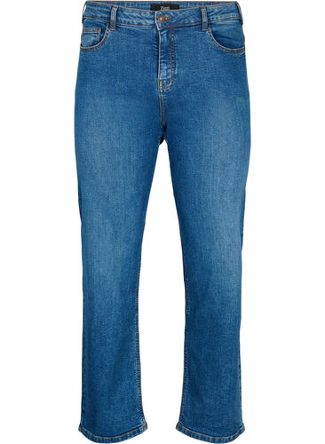 Gemma-jeans med høyt liv og normal passform, Blue denim, Packshot image number 0