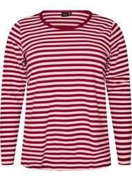 Stripete bluse med lange ermer, Rosa
