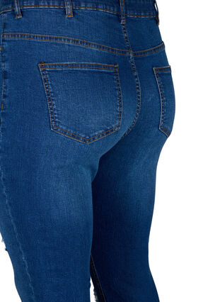 Slim-fit jeans med slitte detaljer, Blue Denim, Packshot image number 3