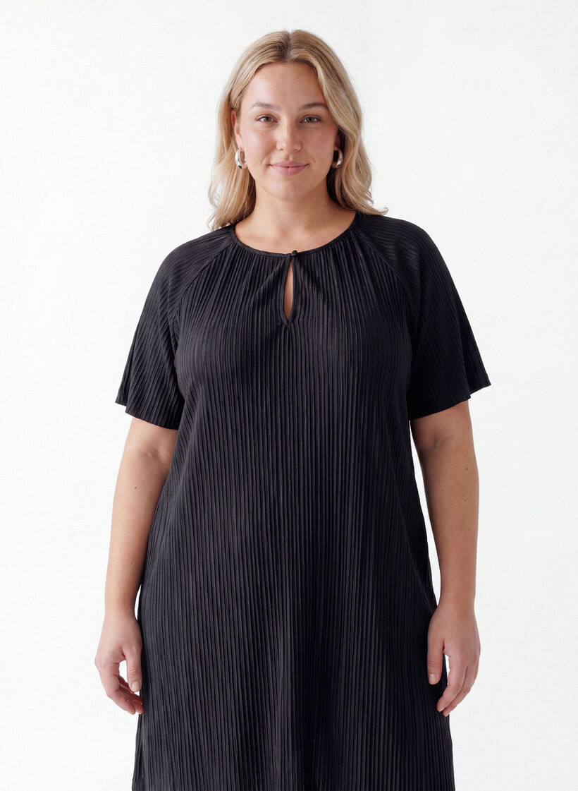 Jerseytunika med teksturerte striper, Svart, Model image number 2
