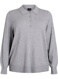 Strikkeplagg med krage, Light Grey Melange