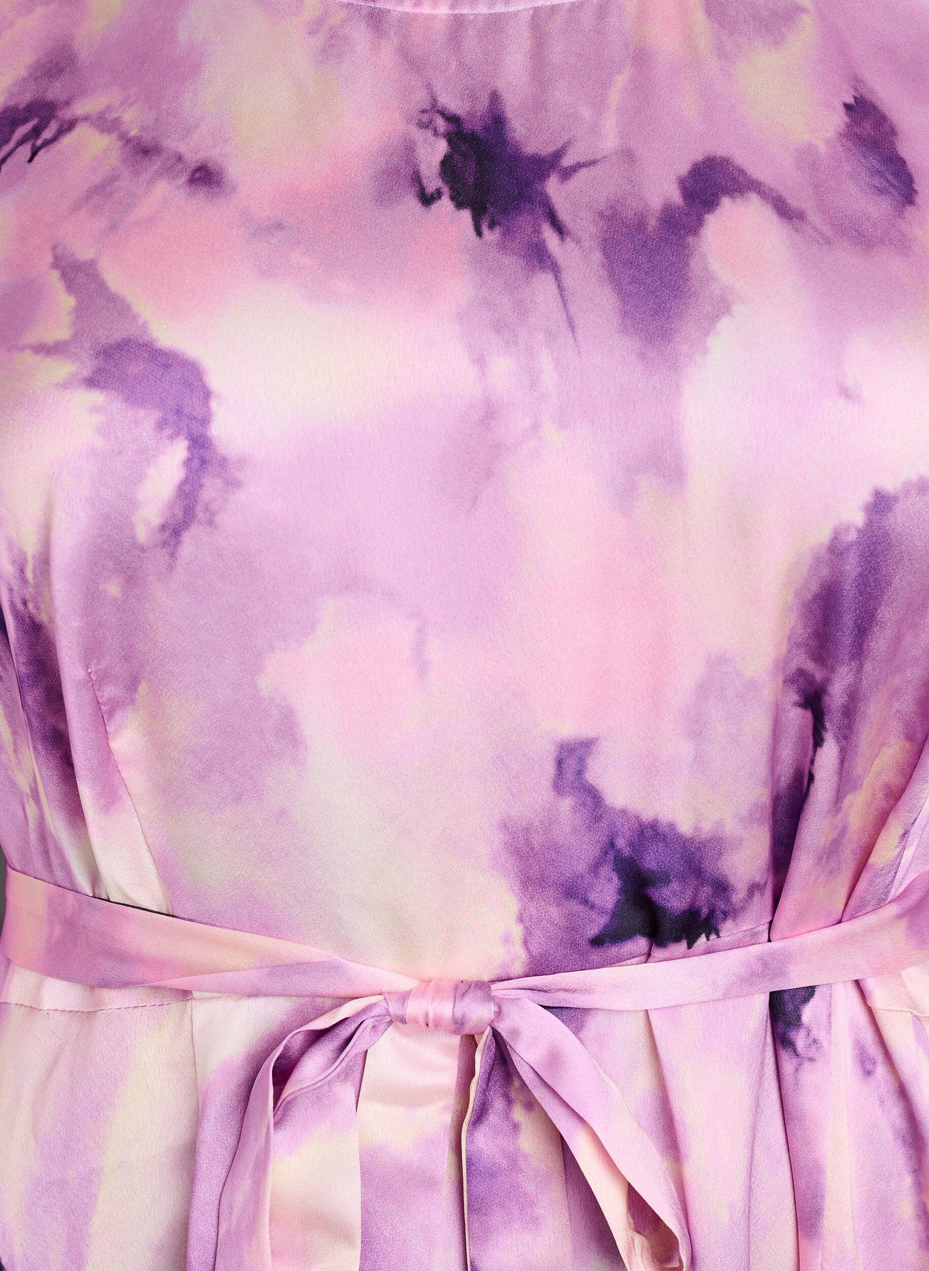 Zizzi Kortermet festkjole med knytebelte, Lilla, Packshot image number 2