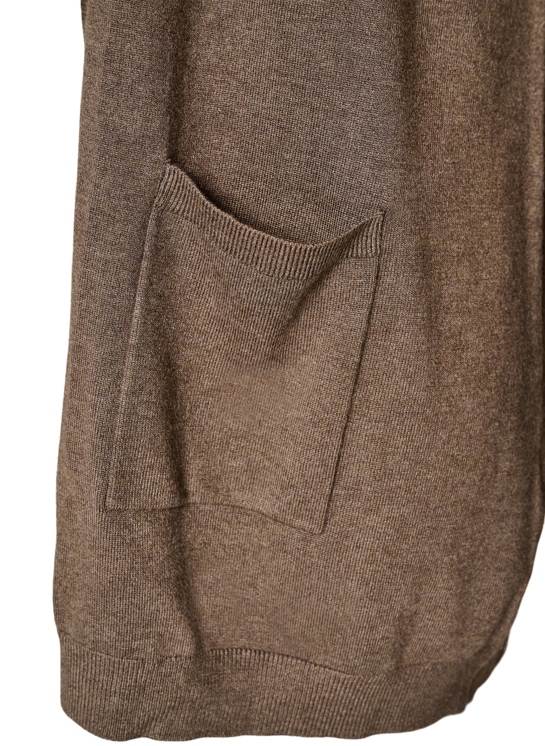 ZizziLang strikkecardigan i viskoseblanding, Brun, Packshot image number 2