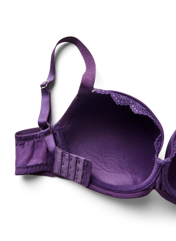 Formstøpt BH med bøyle og blonder detaljer, Lilla, Packshot image number 3