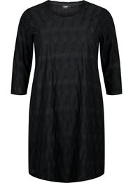 FLASH - Kjole med tekstur og 3/4-ermer, Black