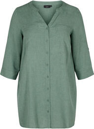Skjorte med V-hals og lommer, Balsam Green