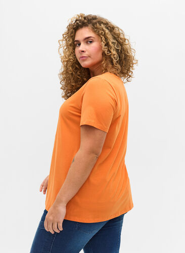 Basis T-skjorte med V-hals, Amberglow, Model image number 1