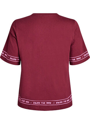Zizzi Oversize T-skjorte med sporty trykk, Mørk Bordeaux, Packshot image number 1