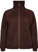 Sweat cardigan med h&oslash;y krage og glidel&aring;s, Brun, Packshot image number 0